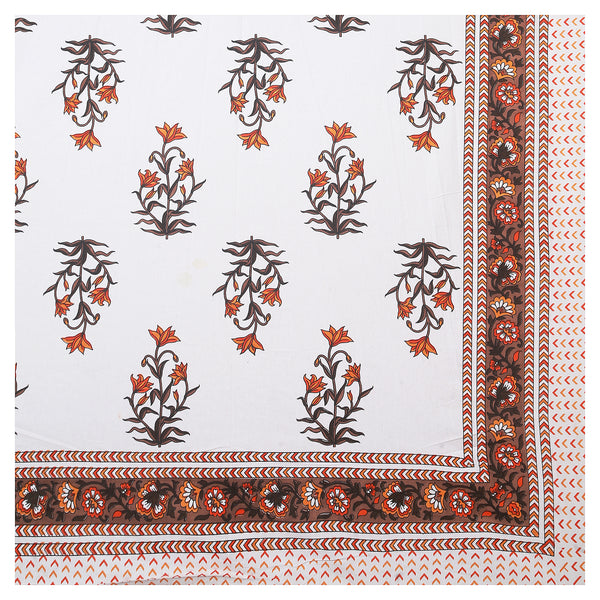 Sanganeri  Hand block Printed  Pure Cotton Bedsheet with 2 Pillow Covers.