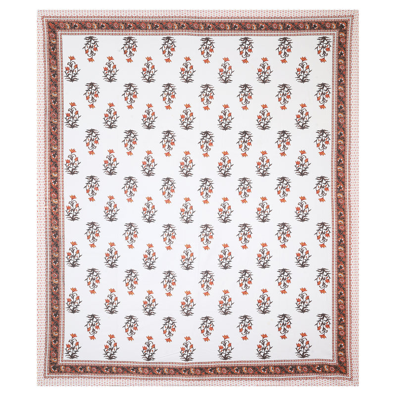 Sanganeri  Hand block Printed  Pure Cotton Bedsheet with 2 Pillow Covers.