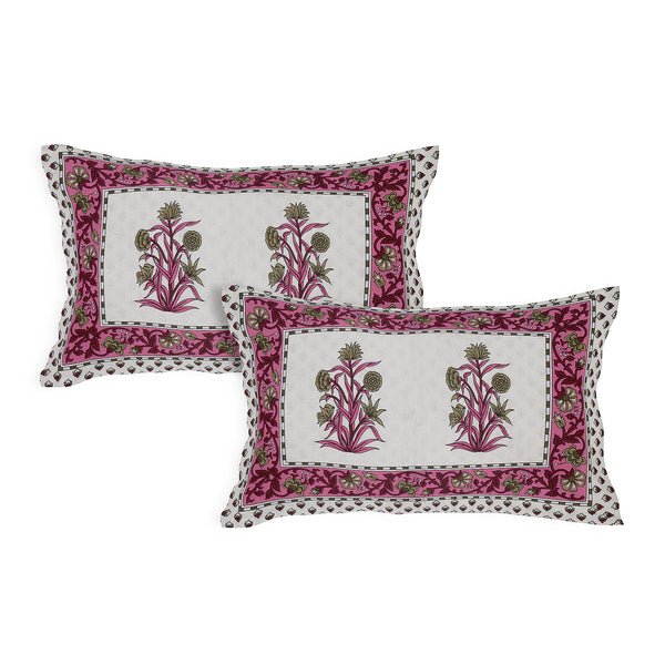 Sanganeri Printed Badsheet 100% cotton With Two Plow Covers.