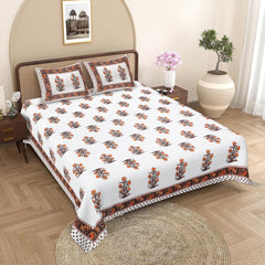 Sanganeri Printed Badsheet 100% cotton With Two Plow Covers.