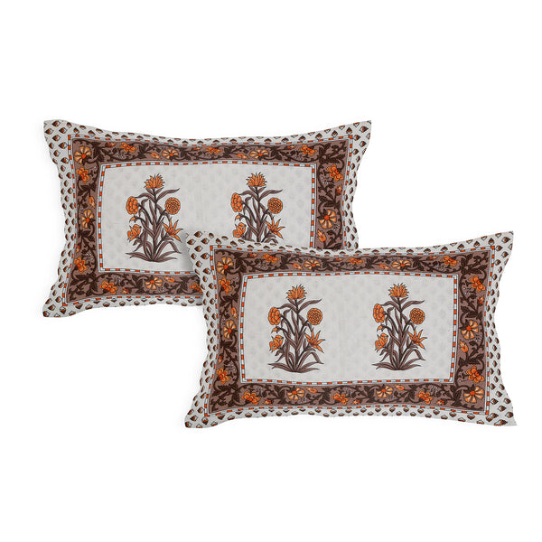Sanganeri Printed Badsheet 100% cotton With Two Plow Covers.