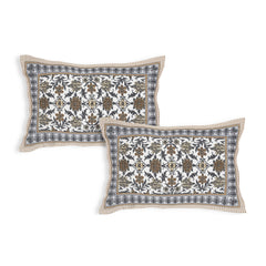 Sanganeri Cotton Bedsheet with a traditional ethnic print with two plow covers