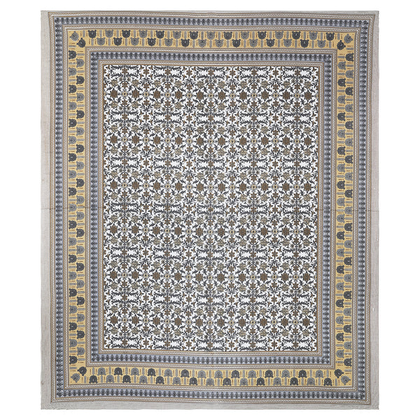 Sanganeri Cotton Bedsheet with a traditional ethnic print with two plow covers