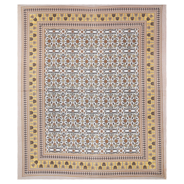 Sanganeri Cotton Bedsheet with a traditional ethnic print with two plow covers