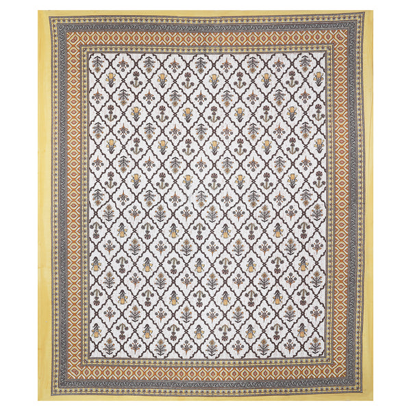 Sanganeri Cotton Bedsheet with a traditional ethnic print with two plow covers