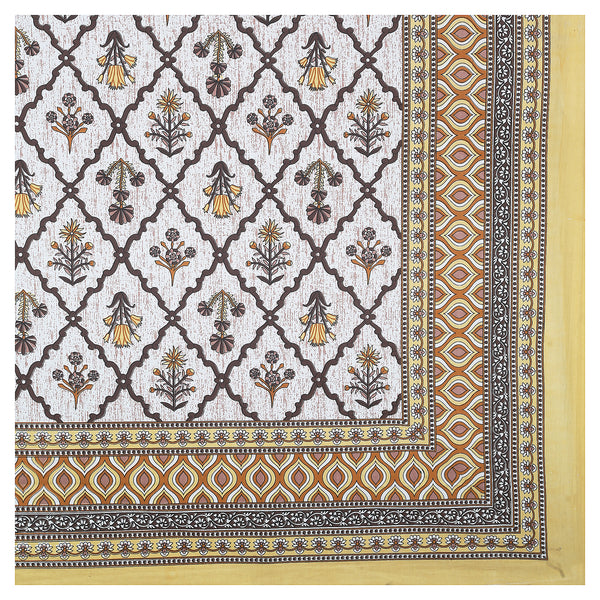 Sanganeri Cotton Bedsheet with a traditional ethnic print with two plow covers