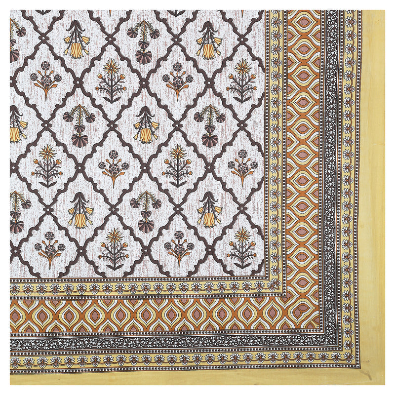 Sanganeri Cotton Bedsheet with a traditional ethnic print with two plow covers