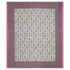 Sanganeri  Cotton Bedsheet with two pillow covers, featuring  ethnic pattern.