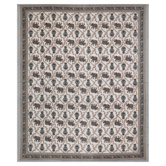 Sanganeri Cotton Printed  Bedsheet with an elephant and floral design with two plow covers