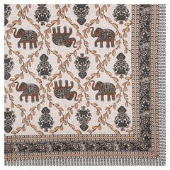 Sanganeri Cotton Printed  Bedsheet with an elephant and floral design with two plow covers