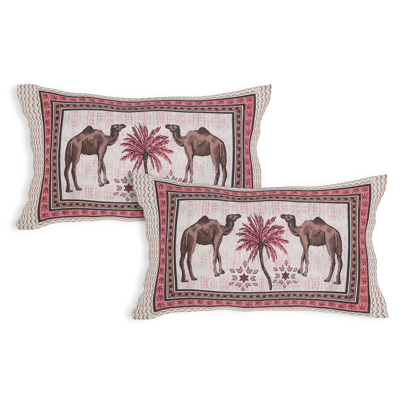 Sanganeri Hand Block Printed Double Bedsheet with pillow covers, likely made of cotton.