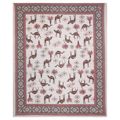 Sanganeri Hand Block Printed Double Bedsheet with pillow covers, likely made of cotton.