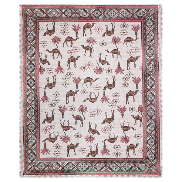Sanganeri Hand Block Printed Double Bedsheet with pillow covers, likely made of cotton.