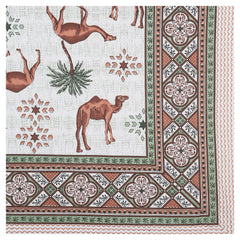 Sanganeri Anika Bedsheet  with Camel & Palm Tree Design with two plow covers
