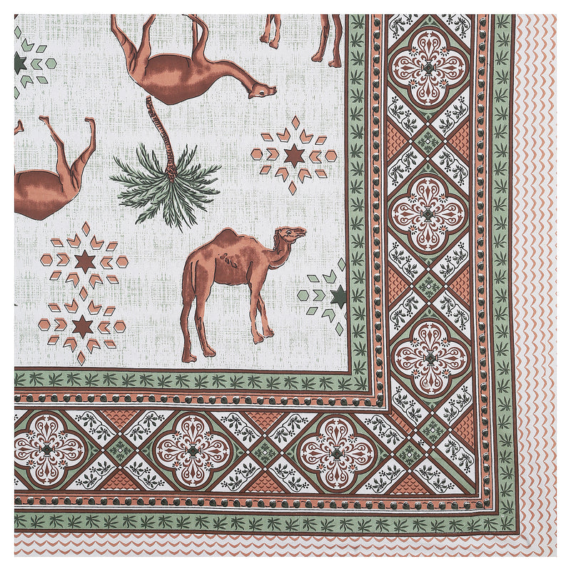 Sanganeri Anika Bedsheet  with Camel & Palm Tree Design with two plow covers