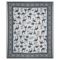 Sanganeri Anika Bedsheet  with Camel & Palm Tree Design with two plow covers