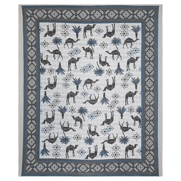 Sanganeri Anika Bedsheet  with Camel & Palm Tree Design with two plow covers