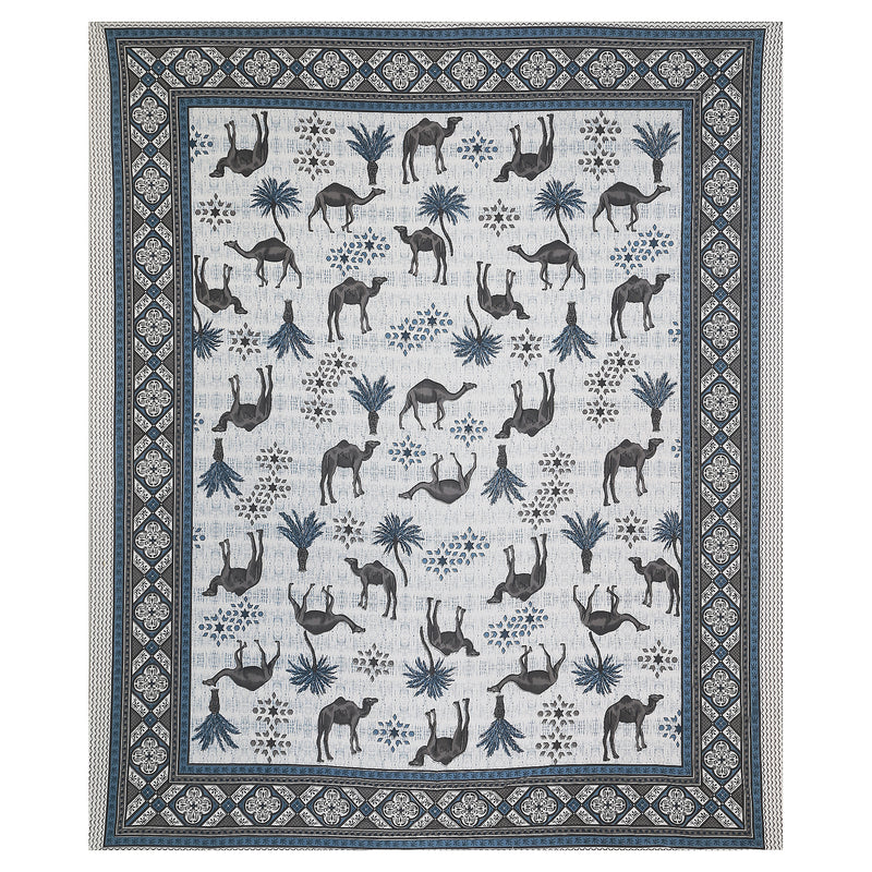 Sanganeri Anika Bedsheet  with Camel & Palm Tree Design with two plow covers