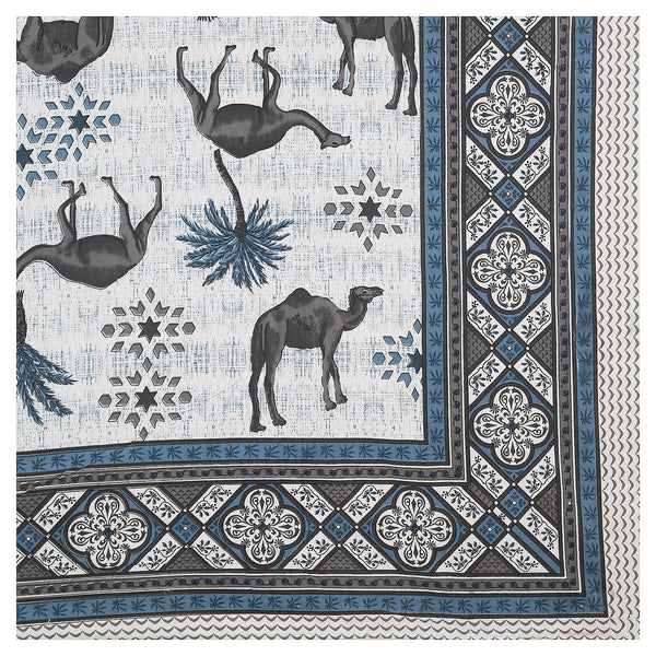 Sanganeri Anika Bedsheet  with Camel & Palm Tree Design with two plow covers