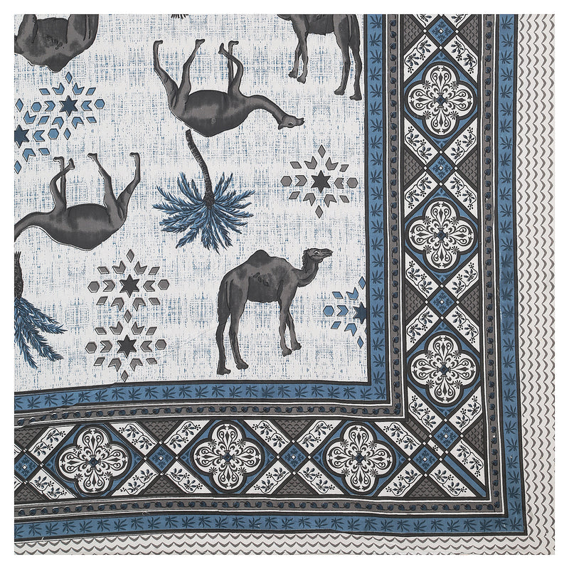Sanganeri Anika Bedsheet  with Camel & Palm Tree Design with two plow covers