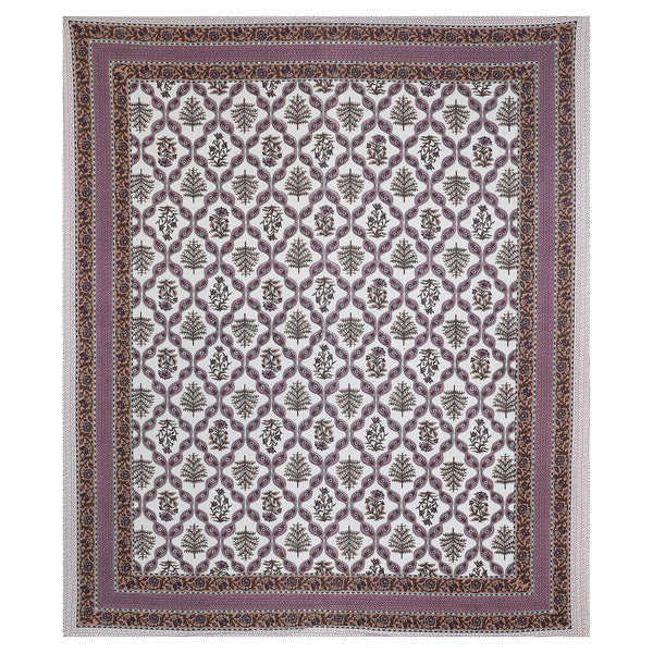Sanganeri Cotton Block Printed Bedsheet with two matching pillow covers