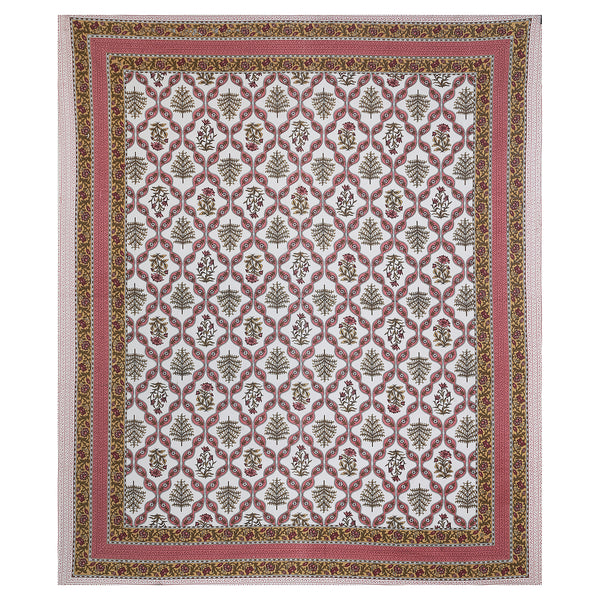Sanganeri Cotton Block Printed Bedsheet with two matching pillow covers