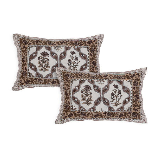 Sanganeri  Hand Block Printed Cotton Bedsheet With Two Plow Covers