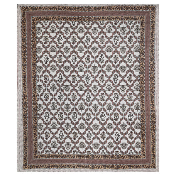 Sanganeri  Hand Block Printed Cotton Bedsheet With Two Plow Covers