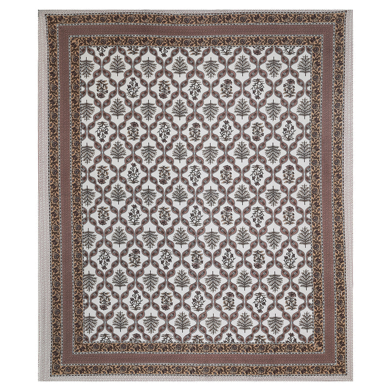 Sanganeri  Hand Block Printed Cotton Bedsheet With Two Plow Covers