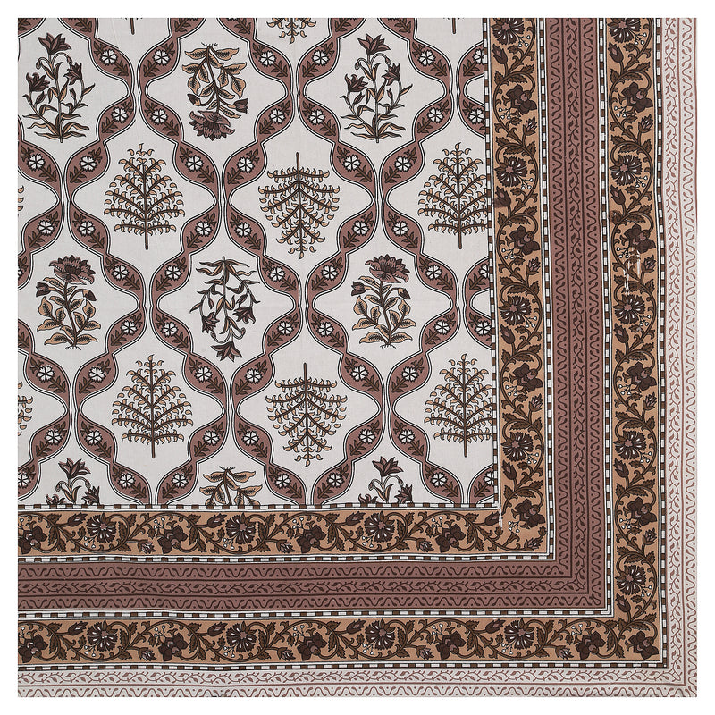 Sanganeri  Hand Block Printed Cotton Bedsheet With Two Plow Covers
