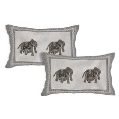 Sanganeri Hand Block Print Cotton Bedsheet Set, likely a King Size, featuring a traditional block print design, possibly with elephant motifs.