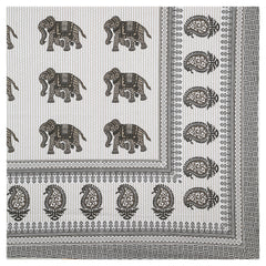 Sanganeri Hand Block Print Cotton Bedsheet Set, likely a King Size, featuring a traditional block print design, possibly with elephant motifs.