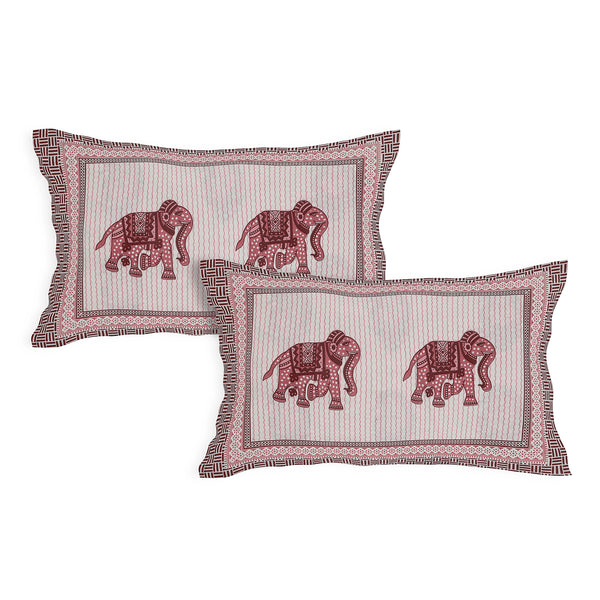 Sanganeri  Hand Block Printed Cotton Bedsheet With Two Plow Covers