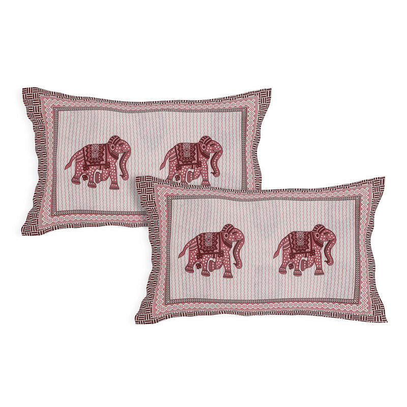 Sanganeri  Hand Block Printed Cotton Bedsheet With Two Plow Covers