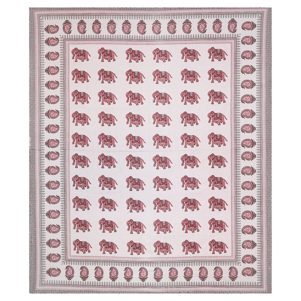 Sanganeri  Hand Block Printed Cotton Bedsheet With Two Plow Covers