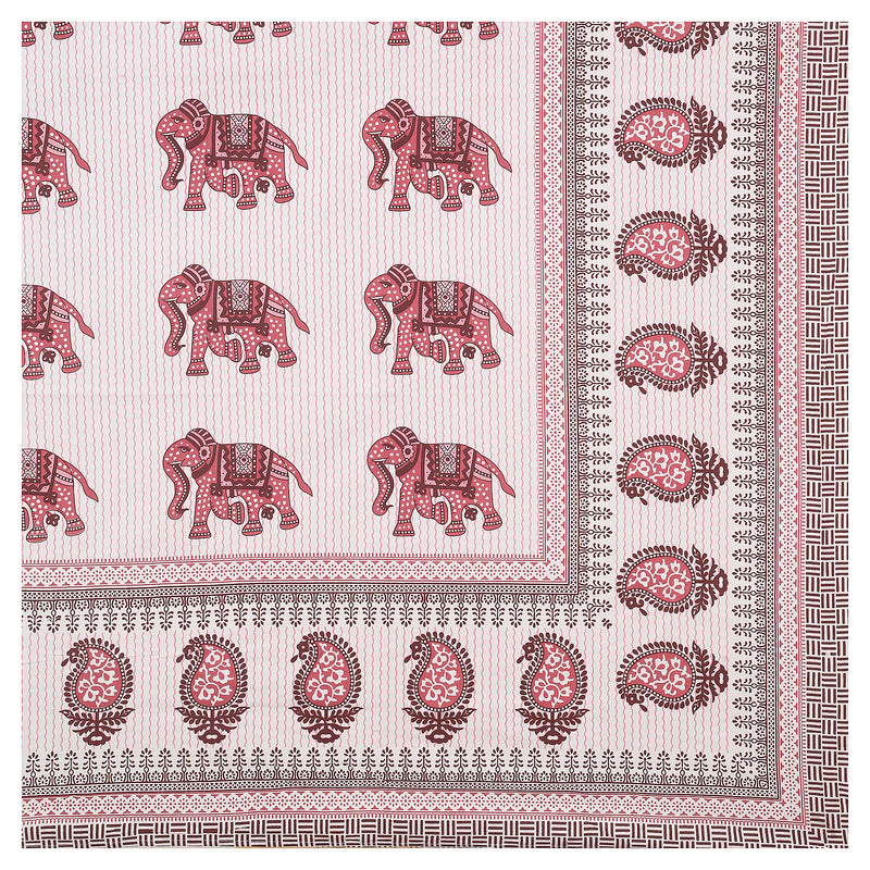 Sanganeri  Hand Block Printed Cotton Bedsheet With Two Plow Covers