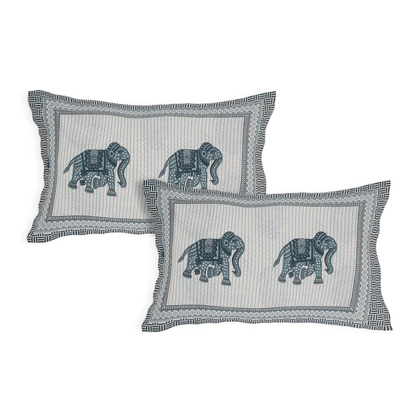Sanganeri  Cotton Bedsheet with two pillow covers, featuring  ethnic pattern.