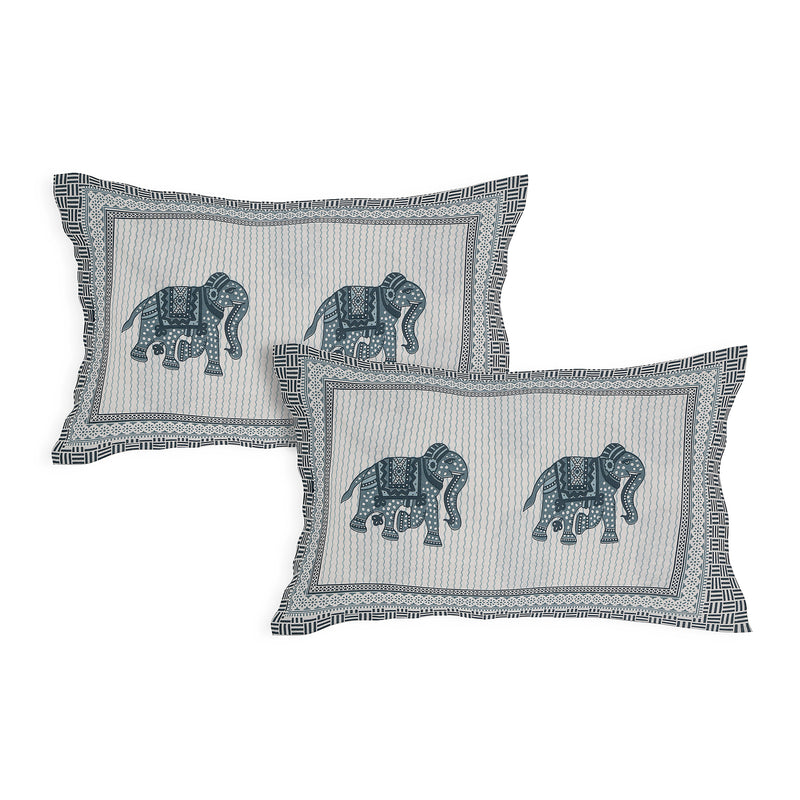 Sanganeri  Cotton Bedsheet with two pillow covers, featuring  ethnic pattern.