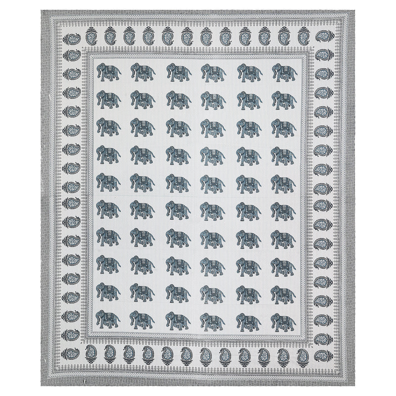 Sanganeri  Cotton Bedsheet with two pillow covers, featuring  ethnic pattern.
