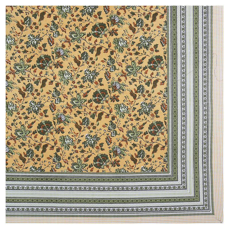 Sanganeri Hand Block Printed Bedsheet with pillow covers, likely made of cotton with two plow covers