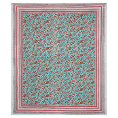 Sanganeri Hand Block Printed Bedsheet with pillow covers, likely made of cotton with two plow covers