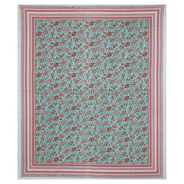Sanganeri Hand Block Printed Bedsheet with pillow covers, likely made of cotton with two plow covers