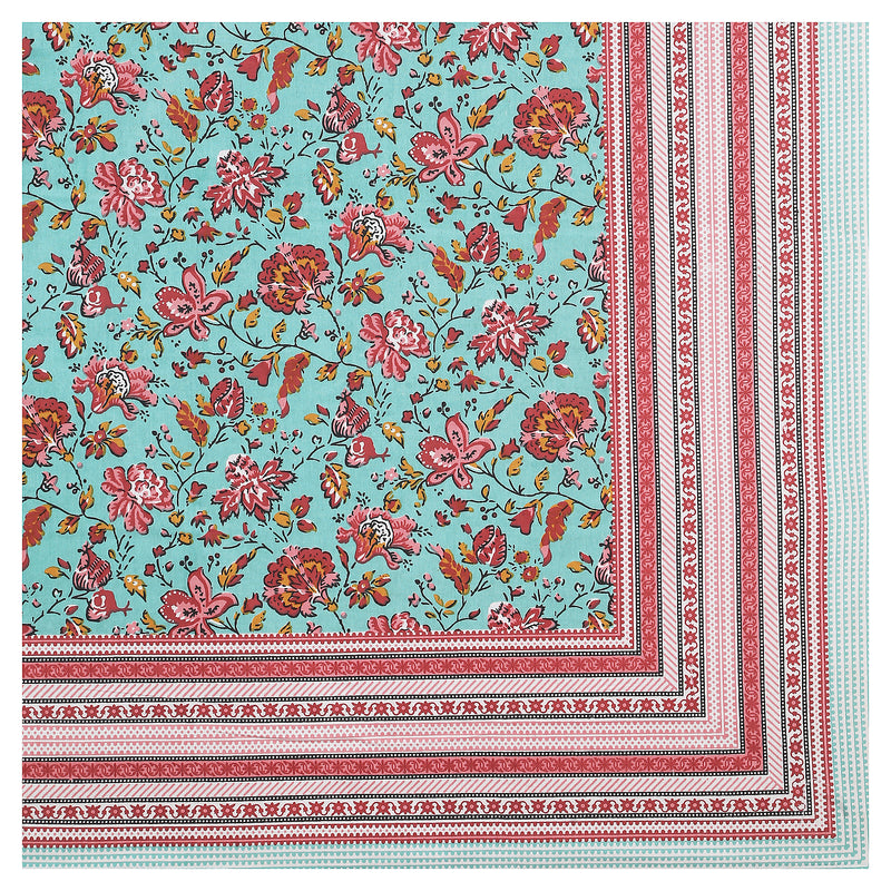 Sanganeri Hand Block Printed Bedsheet with pillow covers, likely made of cotton with two plow covers