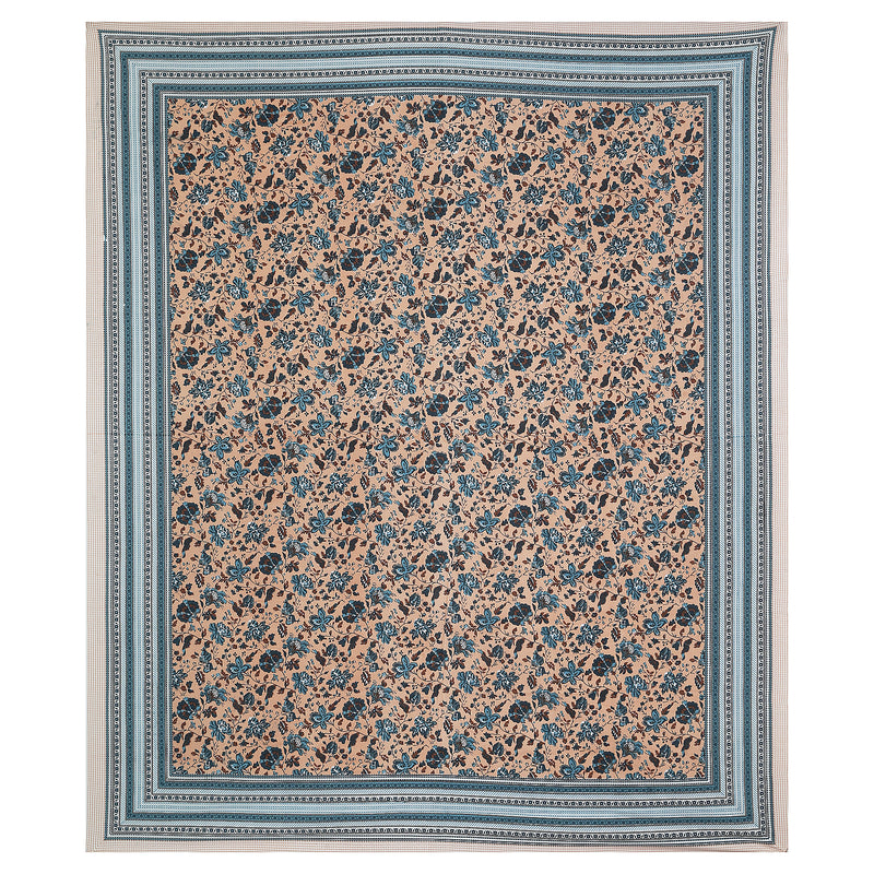 Sanganeri  Printed Bedsheet with pillow covers, likely made of cotton with two plow covers
