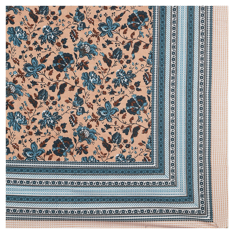 Sanganeri  Printed Bedsheet with pillow covers, likely made of cotton with two plow covers
