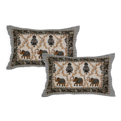 Sanganeri  Printed Bedsheet with pillow covers with two plow covers.
