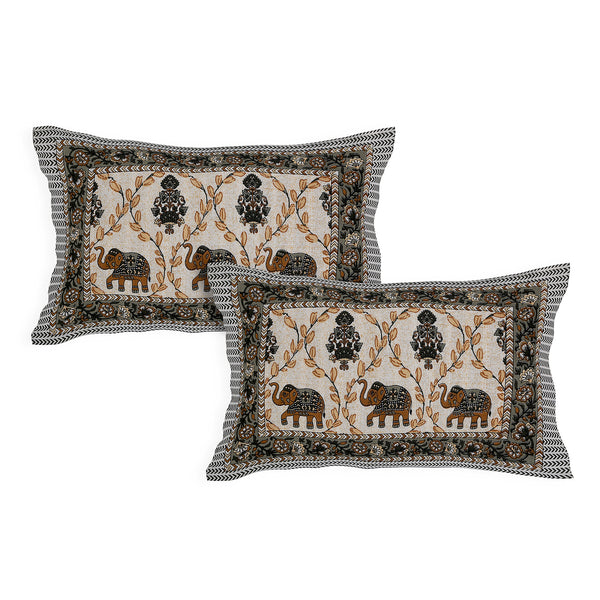 Sanganeri  Printed Bedsheet with pillow covers with two plow covers.