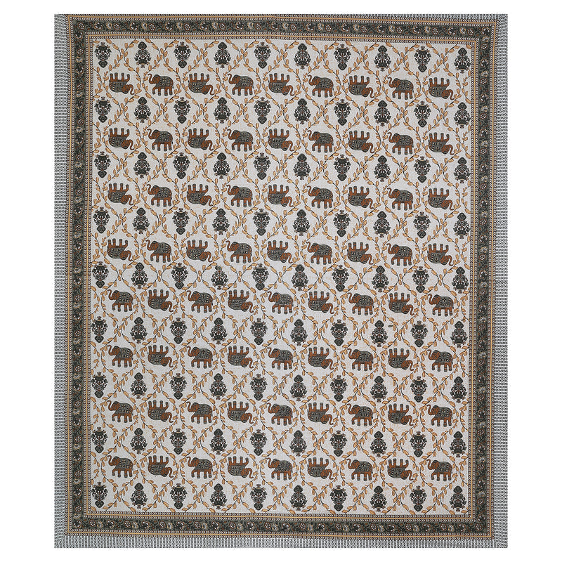 Sanganeri  Printed Bedsheet with pillow covers with two plow covers.