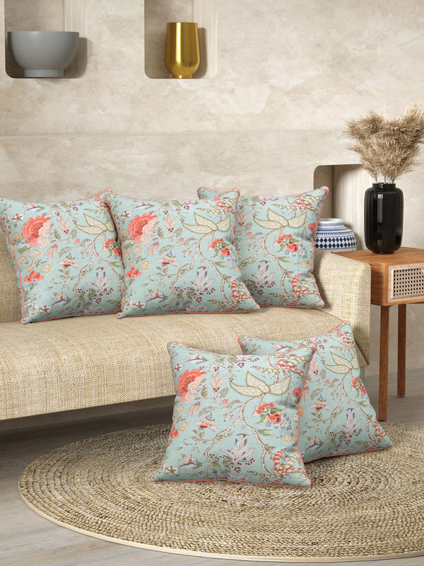 Sea Green Anokhi Cotton Cushion Covers - 16x16 Inches - EasyGoods India