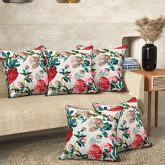 Sunflower Red Anokhi Cotton Cushion Covers - 16x16 Inches - EasyGoods India